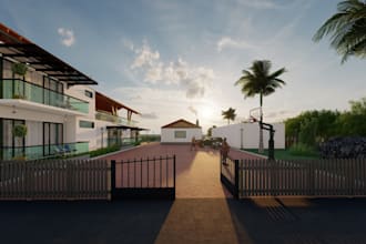 build 3d urban living space,revit country homes, greenery,resort living,vr golf