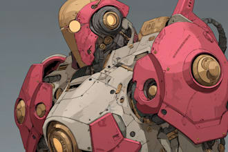 draw amazing character mecha robot illustration