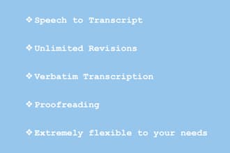 transcribe english audios or videos into a neat english transcript