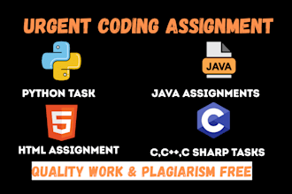 do urgent  assigned, cpp, java ,python html programming tasks