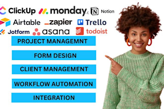 be clickup expert notion, monday crm, virtual assistance, zapier, asana trello