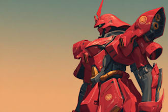 create gundam mecha robot transformer illustration