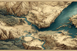 make a design fantasy map illustration fantasy city map