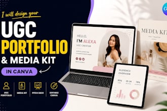 design ugc portfolio, ugc media kit, and canva pitch deck for content creators