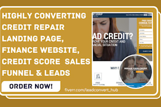 design credit repair landing page finance website credit score sales funnel lead