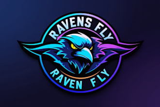 create amazing ravens fly logo with custom t shirt design