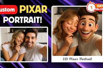 turn your selfie into a charming pixar style  portrait