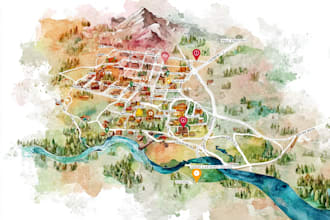 create a custom wedding map watercolor style