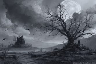 make a fantasy landscapes, illustration, environment
