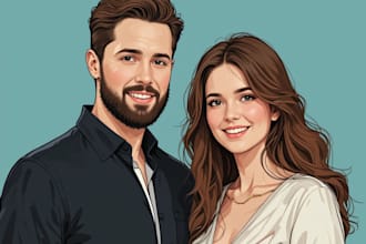 draw custom couple vector portrait