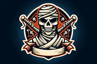 design unique skull mummy logo with t shirt artwork