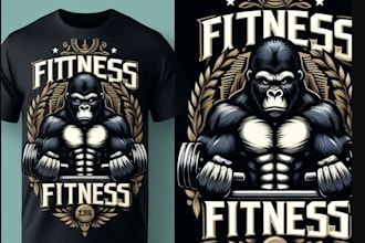 create luxury t shirt fitness gorilla mascot logo