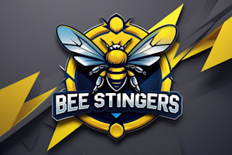 design unique bee stingers logo with t shirt  look