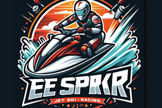 design retro jet ski racing logo with vector illustration