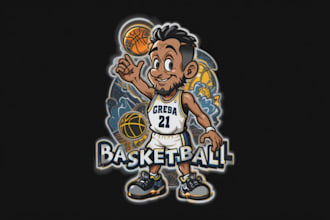 o basketball fantasy cartoon character logo jersey design
