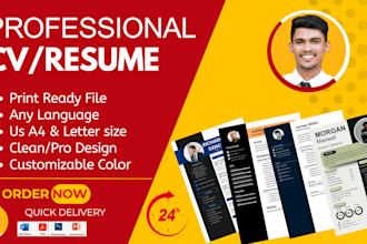 design a professional and modern resume or CV within 24 hour