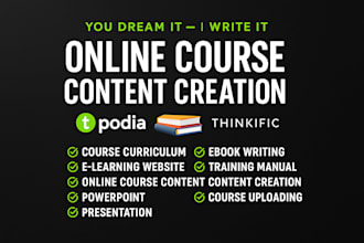 create ebook online course content creation course curriculum for teachable