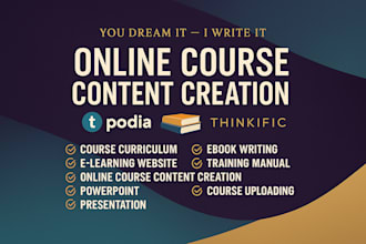 create ebook online course content creation course curriculum for teachable