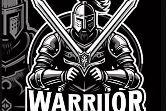 make custom warrior knight mascot logo vector illustration