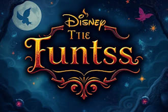 design a fantasy,  disney style for novel title and logo