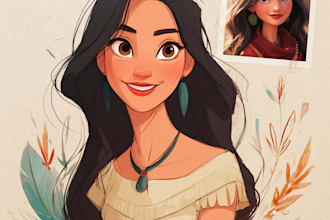 draw a gorgeous disney style cartoon portrait