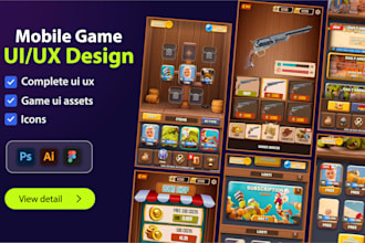 design amazing game UI UX and game assets