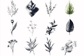 design boho chic hand drawn botanical logo