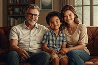 draw a vector art family portrait