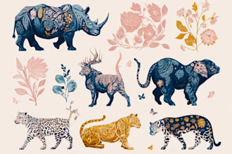 draw botanical and animal designs and patterns for you