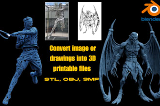 turn your sketch, image and photo into a 3d printable stl 2d to 3d character