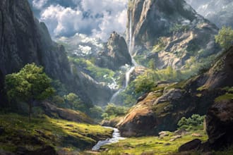 paint dynamic realistic backgrounds for animation or comics