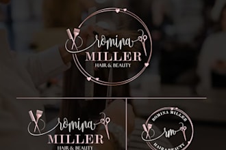 custom hairstylist logo design  elegant, modern and beauty focused branding