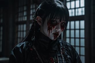 draw dark art, horror, gothic, or gore in anime style