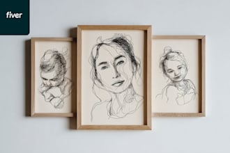 make scribble art, abstract line portrait