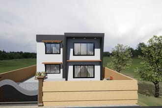 visualize luxury apartment,front elevation gazebo,pergola,outdoor seating area
