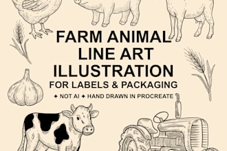 draw custom farm style line art for your packaging and brand