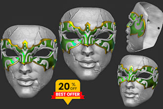 design high quality 3d  masks and armor for fdm and resin