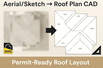 create accurate roof plan cad from aerial photo or hand sketch