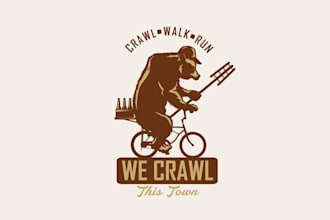 design top quality food logo with crawl this town