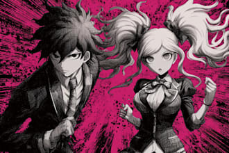 draw danganronpa style oc with personality, expression