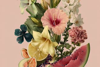 create botanical illustration of flower illustration