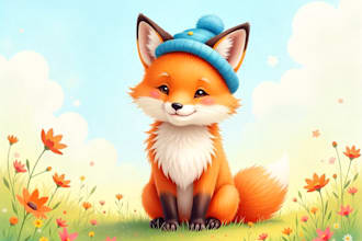 make a digital watercolor character art or furry