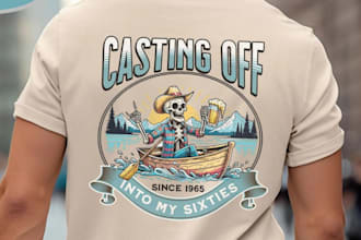 draw classic vintage illustration retro t shirt logo for you