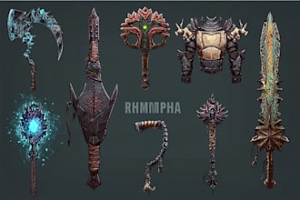 design creative concept art of weapons and items