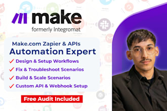 create make com automations made com, api and zapier expert