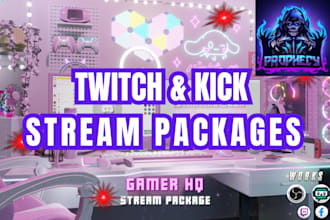 design custom twitch panel overlays and stream branding for small streamers