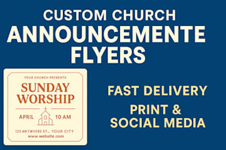 design beatify custom church announcement flyer for your service or event