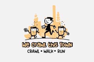 design abstract logo with crawl this town
