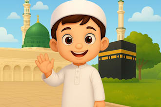 illustrate islamic children book for kids muslims story book