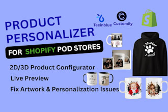 setup teeinblue, customily, zakeke, kickflip 2d 3d shopify product personalizer